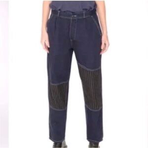 Free People x Sandrine Rose French Worker Pinstripe Patch Pant Size 28